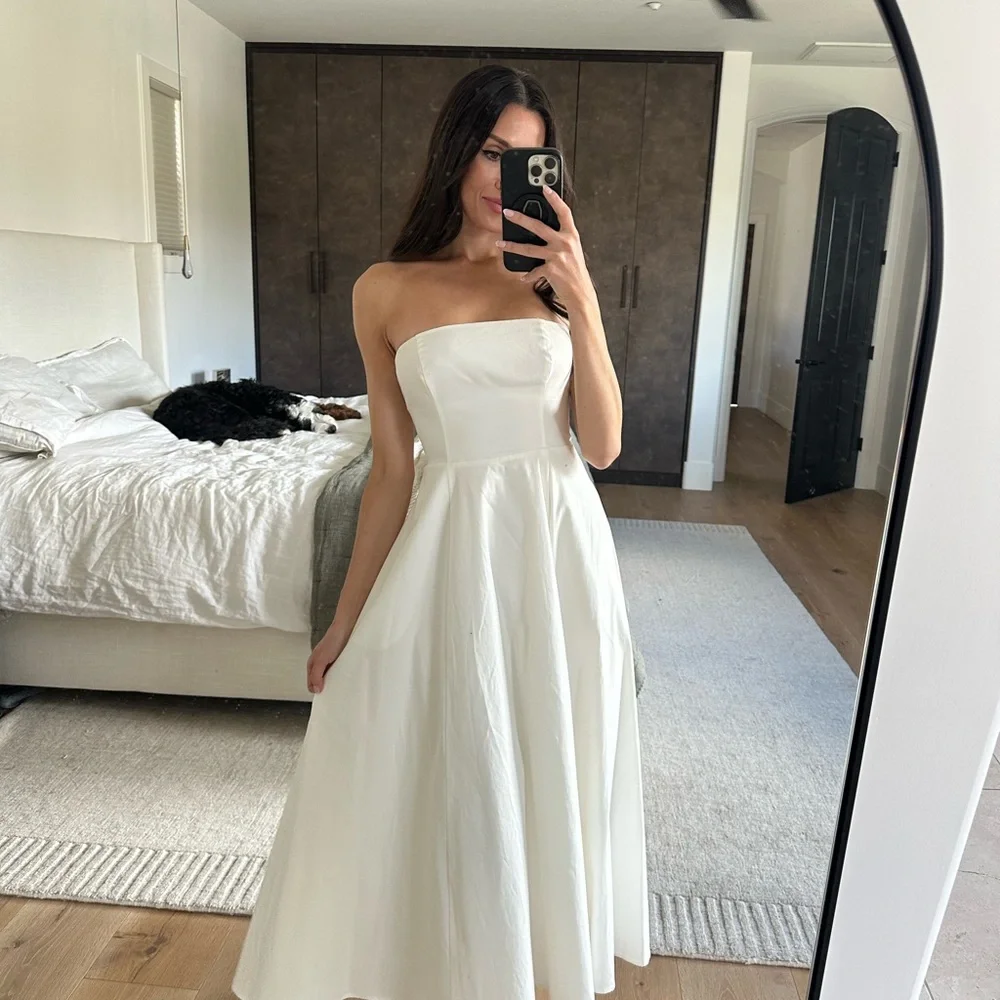 Reformation Strapless Cream Dress - Picture 1 of 6